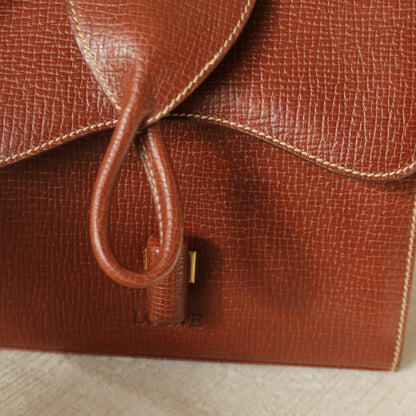 Loewe Vintage Brown Grained Leather Knot Turn lock Crossbody Bag