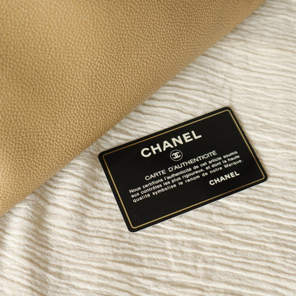 Chanel Vintage Beige Caviar Leather Tortoise shell Chain Shoulder Tote Bag M