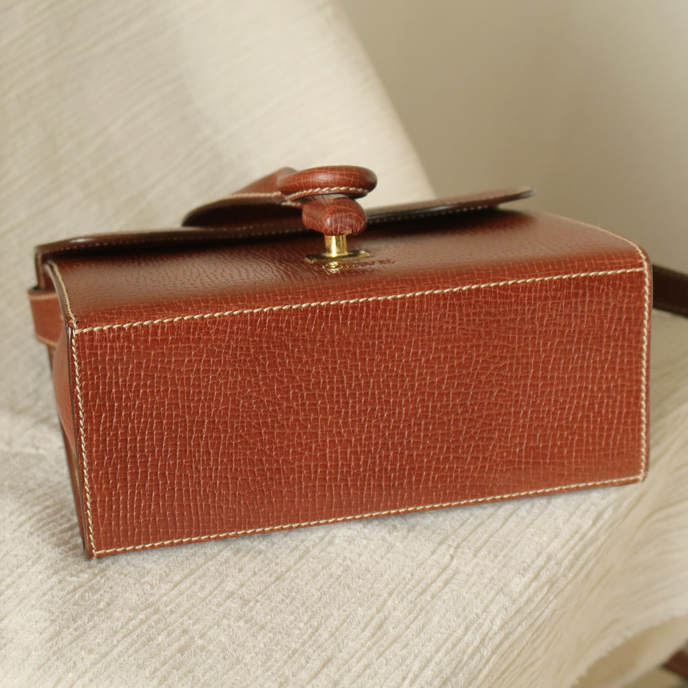 Loewe Vintage Brown Grained Leather Knot Turn lock Crossbody Bag