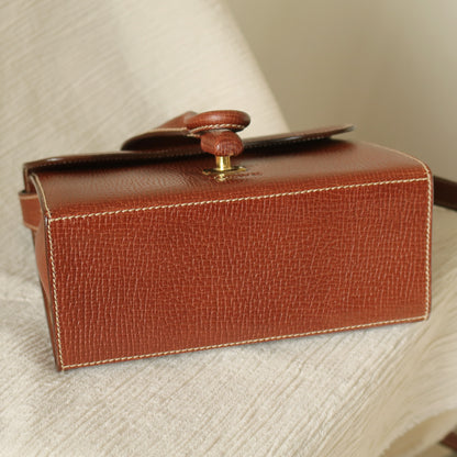 Loewe Vintage Brown Grained Leather Knot Turn lock Crossbody Bag