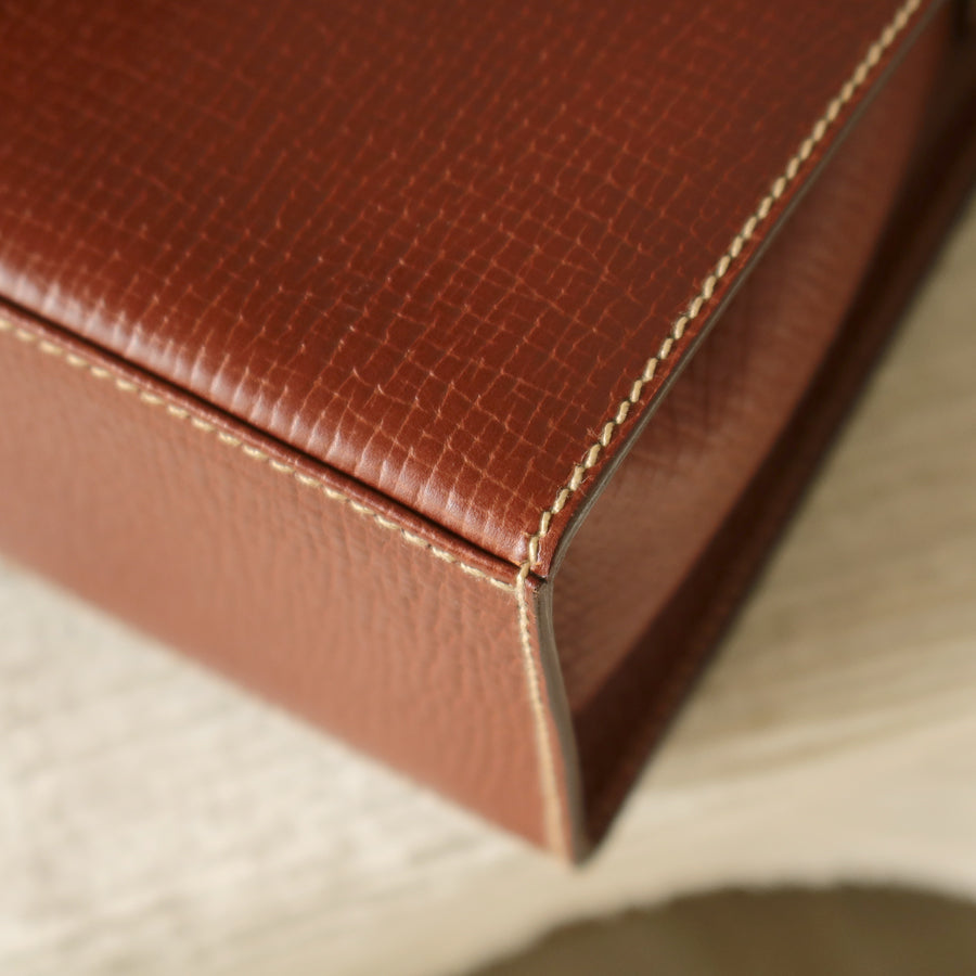 Loewe Vintage Brown Grained Leather Knot Turn lock Crossbody Bag