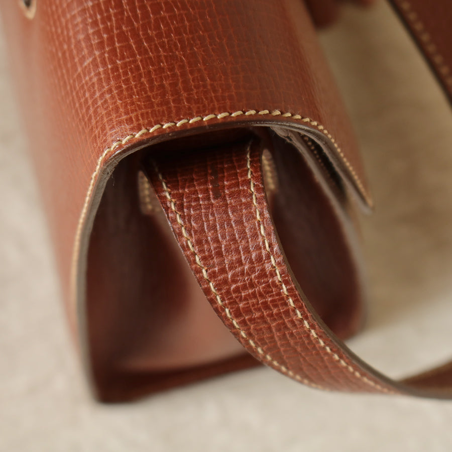 Loewe Vintage Brown Grained Leather Knot Turn lock Crossbody Bag