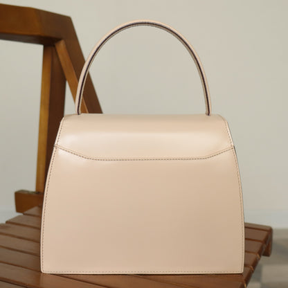 Celine Vintage Cream Ivory Leather Gold Turn lock 2way Flap Bag