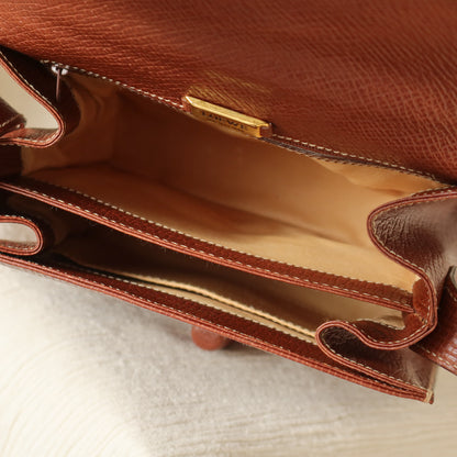 Loewe Vintage Brown Grained Leather Knot Turn lock Crossbody Bag