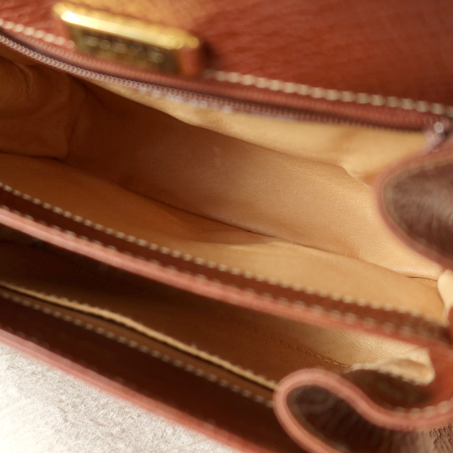 Loewe Vintage Brown Grained Leather Knot Turn lock Crossbody Bag