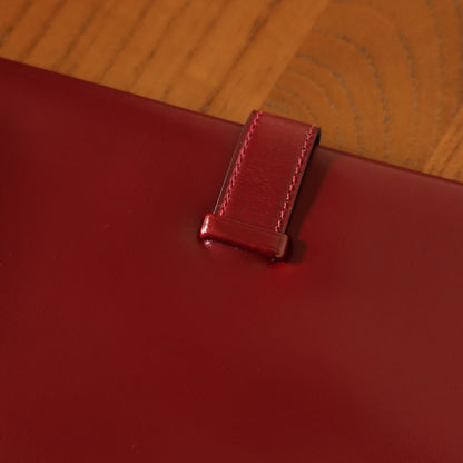 Hermès Vintage 80s Bearn Box Calf leather Bi-fold Long wallet in Bordeaux Rouge