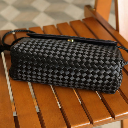 Bottega Veneta Vintage Black Satin Intrecciato Knot Rope Strap 3 way Shoulder Bag