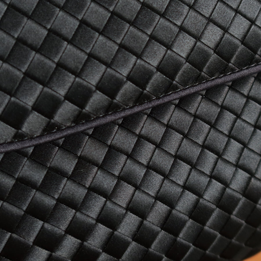 Bottega Veneta Vintage Black Satin Intrecciato Knot Rope Strap 3 way Shoulder Bag