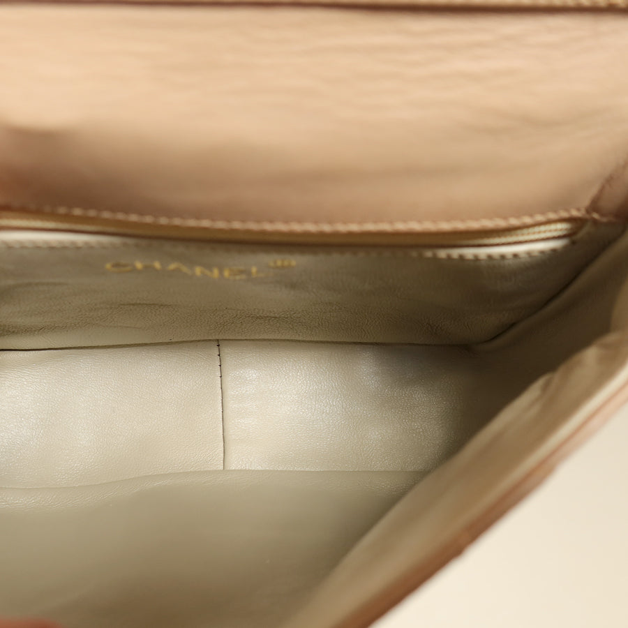 Chanel Vintage Matelasse Quilted Beige Lambskin Coco Fringe Flap Bag