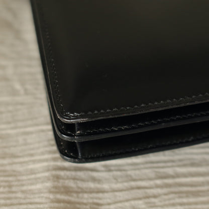 Hermès Vintage 70s Black Box Calf Leather 2 way Shoulder Clutch Bag