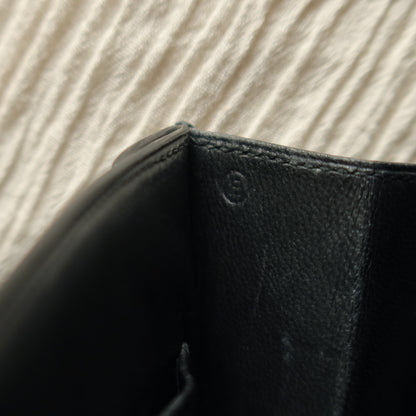 Hermès Vintage 70s Black Box Calf Leather 2 way Shoulder Clutch Bag