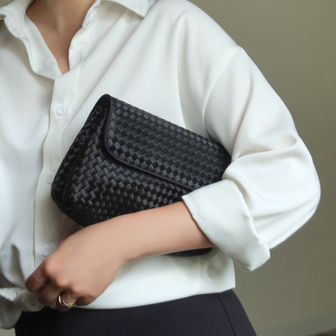 Bottega Veneta Vintage Black Satin Intrecciato Knot Rope Strap 3 way Shoulder Bag