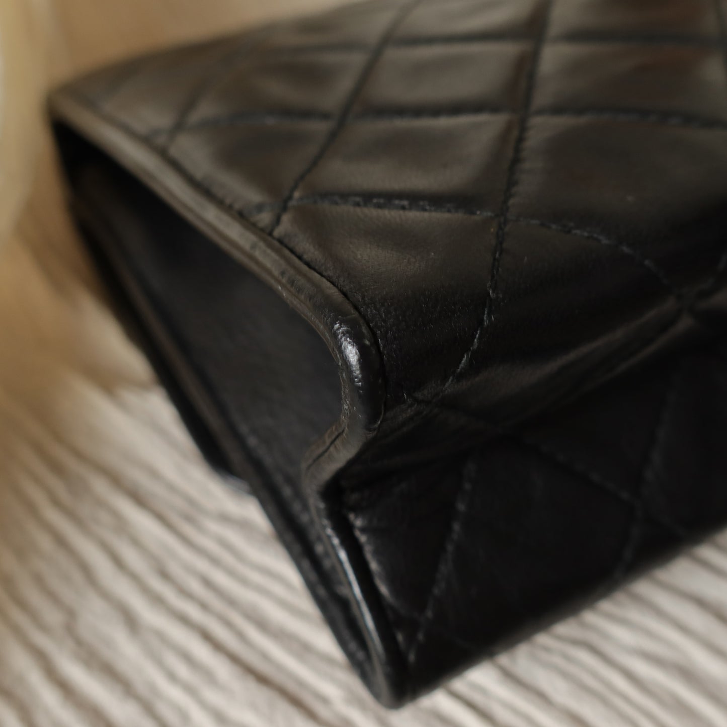 Chanel Vintage Black Lambskin Tassel Asymmetrical Double Flap Bag
