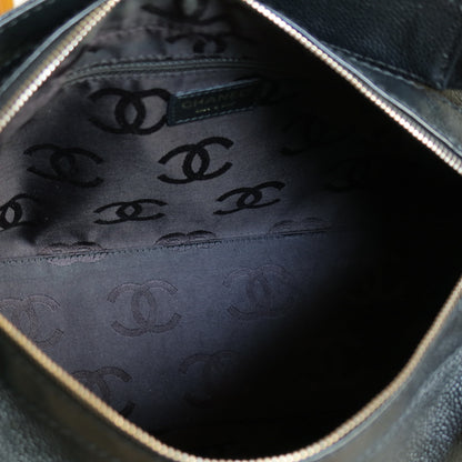 Chanel Vintage Black Caviar Leather Hobo Coco Charm Shoulder Bag M