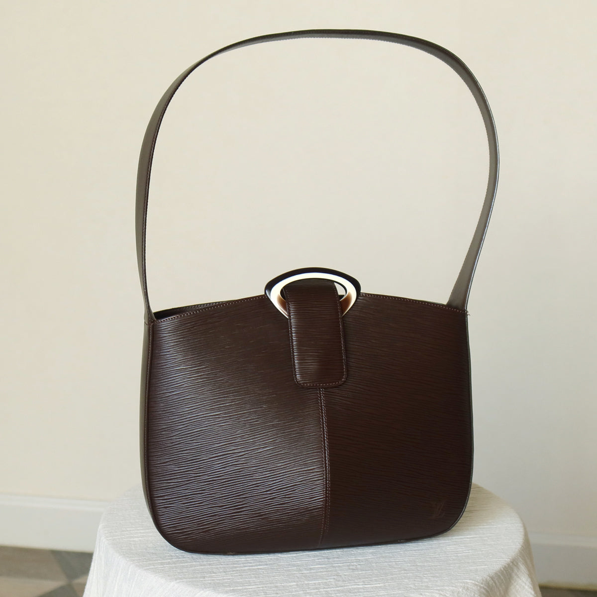Louis Vuitton Vintage Brown Epi Leather Buckle Shoulder Bag 