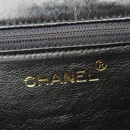 Chanel Vintage Black Lambskin Tassel Asymmetrical Double Flap Bag