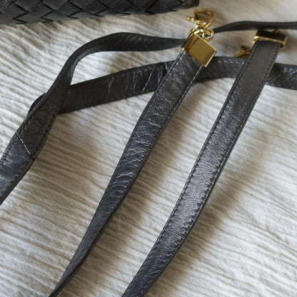 Bottega Veneta Vintage Shimmery Silver Intrecciato 2way Shoulder Clutch Bag