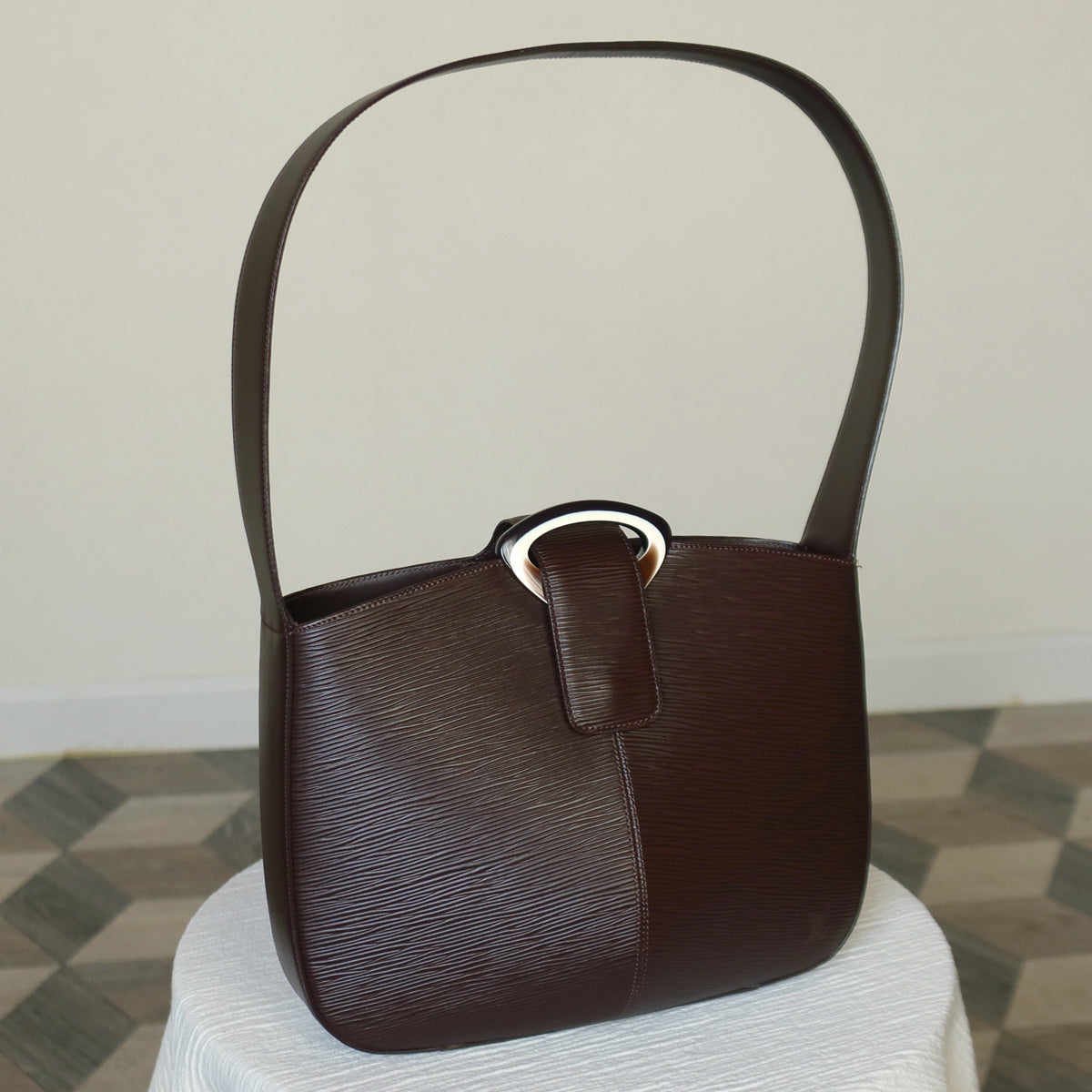 Louis Vuitton Vintage Brown Epi Leather Buckle Shoulder Bag