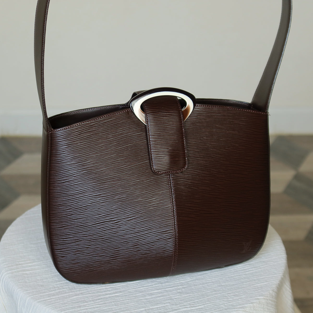 Louis Vuitton Vintage Brown Epi Leather Buckle Shoulder Bag