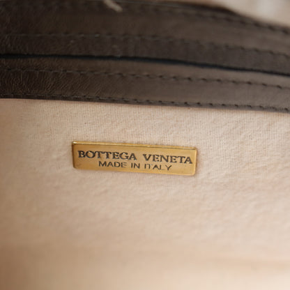 Bottega Veneta Vintage Shimmery Silver Intrecciato 2way Shoulder Clutch Bag