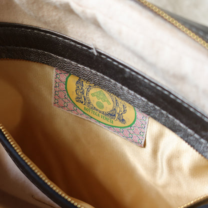 Bottega Veneta Vintage Shimmery Silver Intrecciato 2way Shoulder Clutch Bag