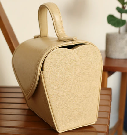 YSL Vintage Ivory Leather Heart Shape Picnic Style Top Handle Bag