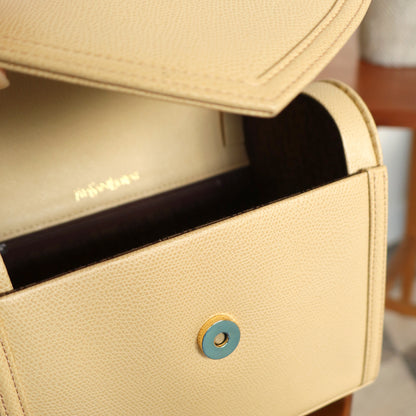 YSL Vintage Ivory Leather Heart Shape Picnic Style Top Handle Bag