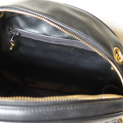 Vintage Chanel Black Diamond Quilted CC Charm Half Moon 2-way Bag