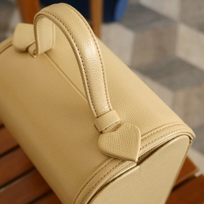 YSL Vintage Ivory Leather Heart Shape Picnic Style Top Handle Bag
