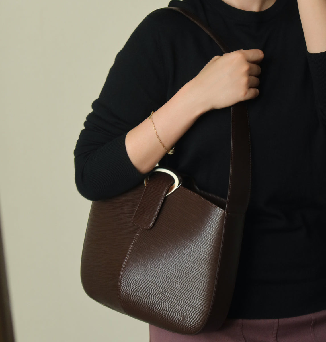 Louis Vuitton Vintage Brown Epi Leather Buckle Shoulder Bag