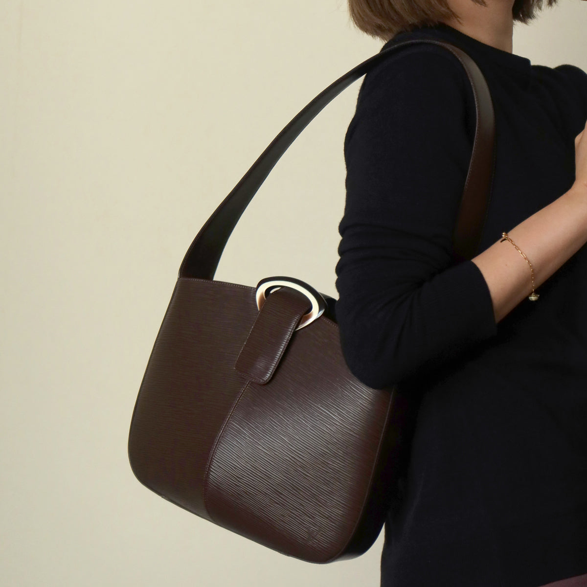 Louis Vuitton Vintage Brown Epi Leather Buckle Shoulder Bag