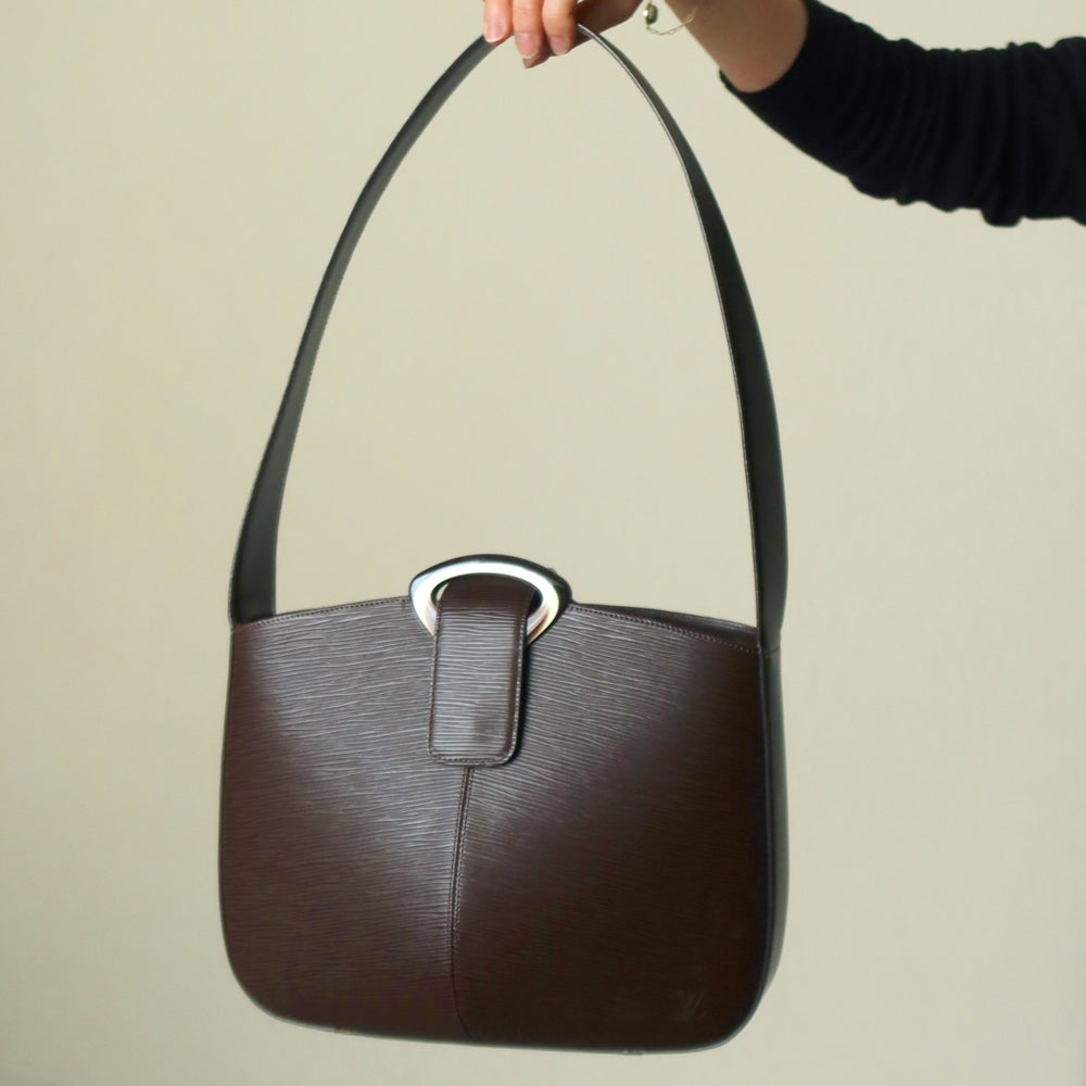 Louis Vuitton Vintage Brown Epi Leather Buckle Shoulder Bag