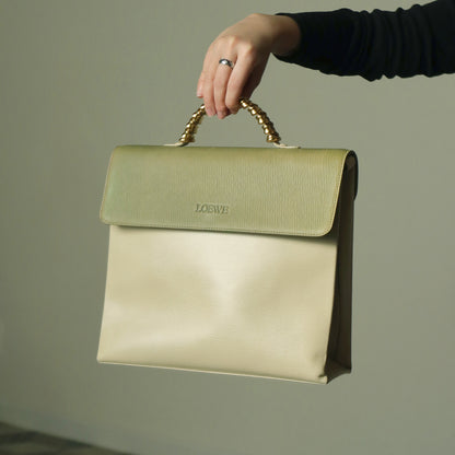 Loewe Vintage Pastel Green Dual Tone Velazquez Leather 2way Shoulder Bag