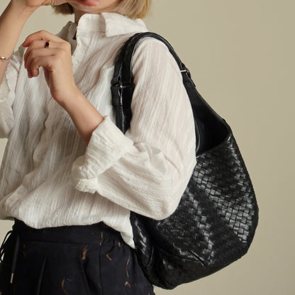Bottega Veneta Vintage Black Medium Intrecciato Hobo Shoulder Bag