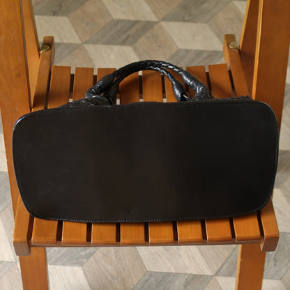 Bottega Veneta Vintage Black Intrecciato Leather Belt Hobo Shoulder Bag
