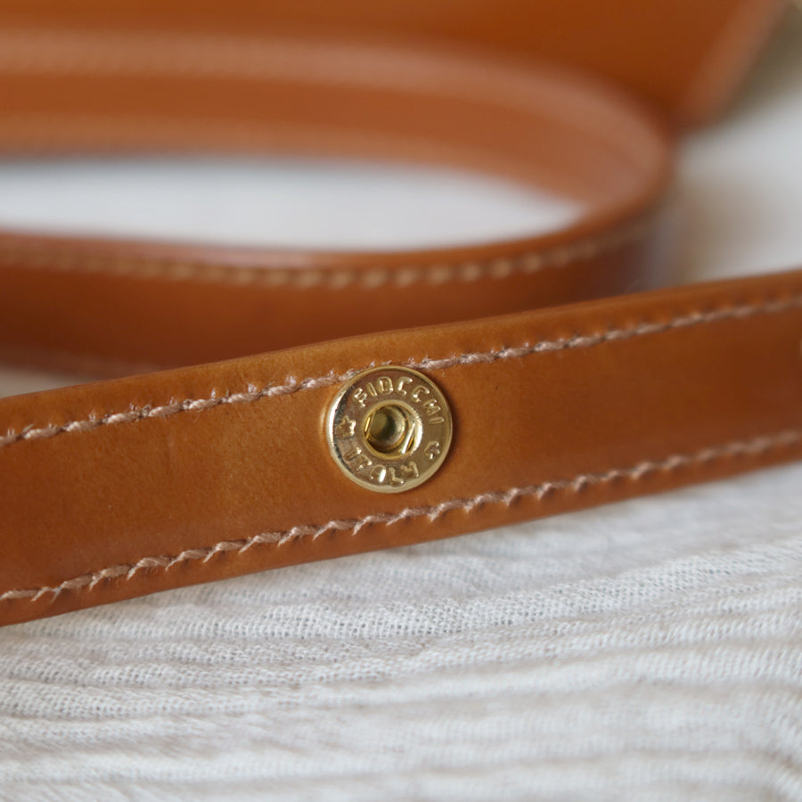 Gucci Vintage Caramel Brown Leather Gold GG Bow Origami Shoulder Flap Bag