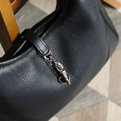 Hermès Vintage '90s Black Clemence Leather Trim II 31 Shoulder Bag