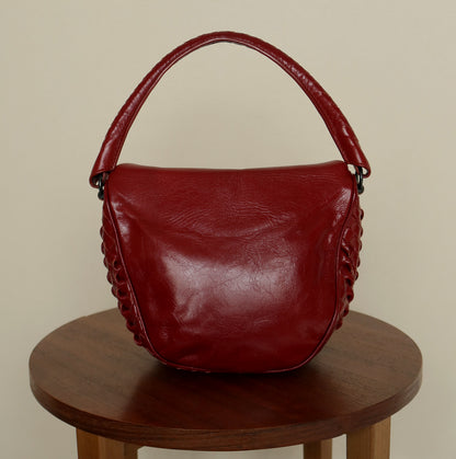 Bottega Veneta Vintage Intrecciato Weave Scarlet Red Half Moon Bag
