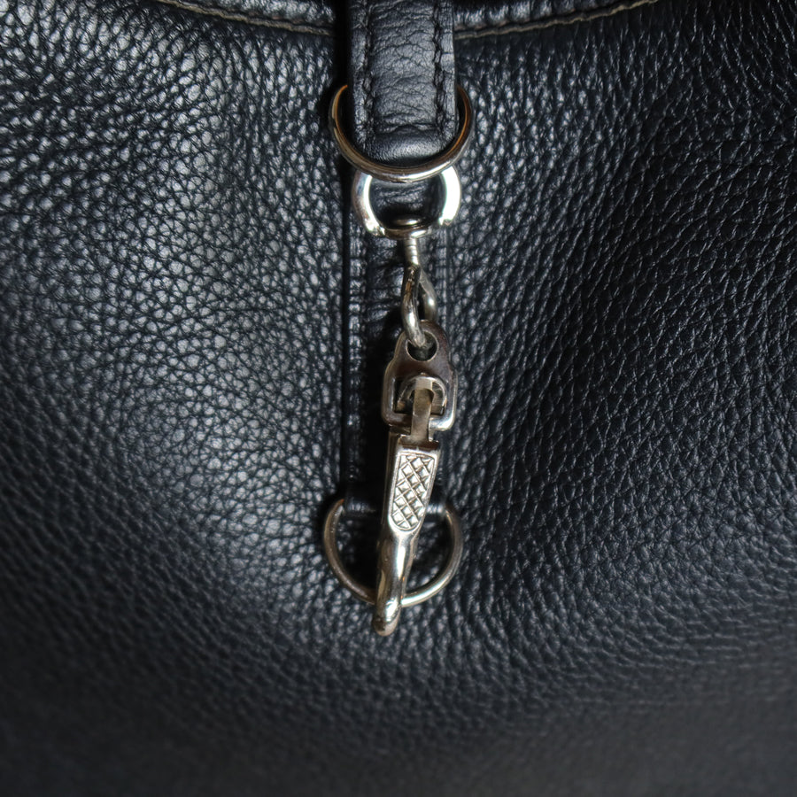 Hermès Vintage '90s Black Clemence Leather Trim II 31 Shoulder Bag