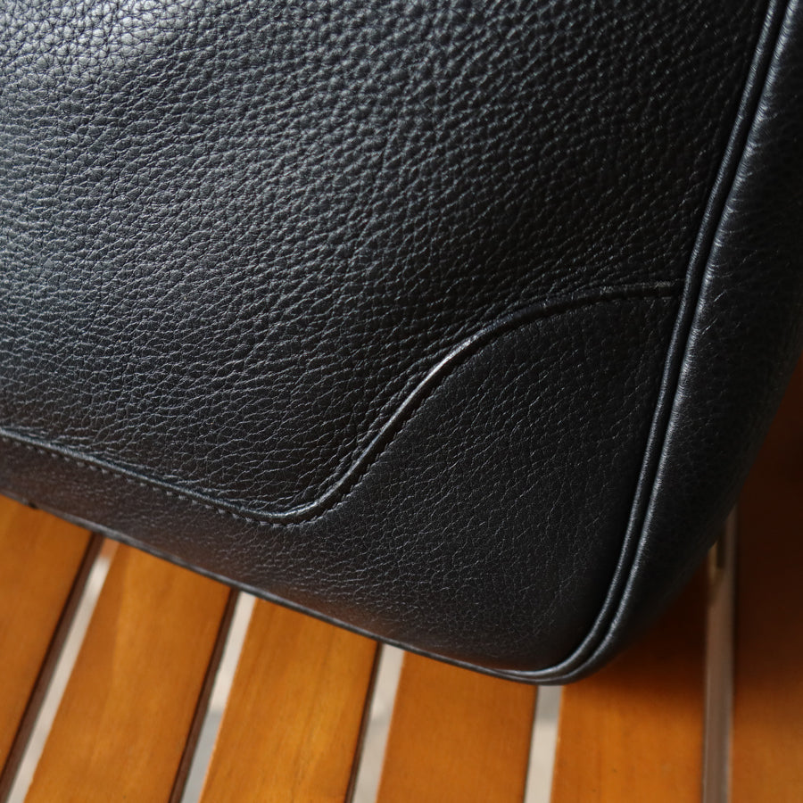 Hermès Vintage '90s Black Clemence Leather Trim II 31 Shoulder Bag