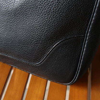 Hermès Vintage '90s Black Clemence Leather Trim II 31 Shoulder Bag