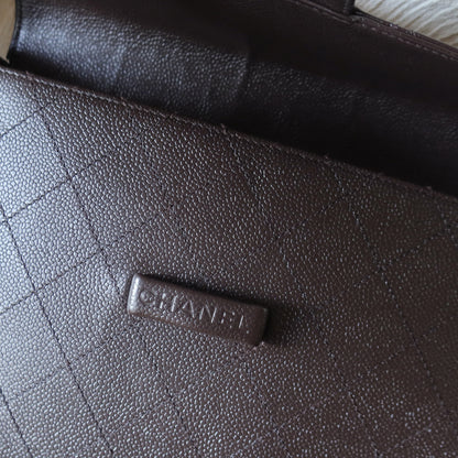 Chanel Vintage Dark Brown Caviar Leather Diamond Stitched Flap Shoulder Bag