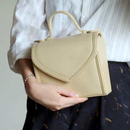 YSL Vintage Ivory Leather Heart Shape Picnic Style Top Handle Bag
