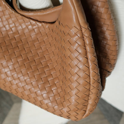Bottega Veneta Vintage Caramel Brown Intrecciato Campana Hobo Shoulder Bag M2