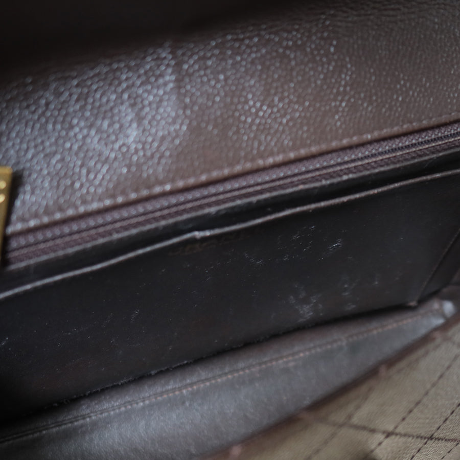 Chanel Vintage Black Caviar Leather Diamond Stitched Flap Shoulder Bag