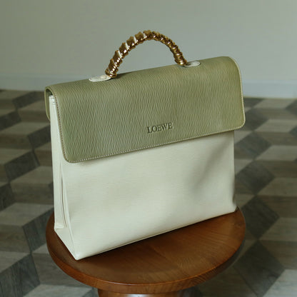 Loewe Vintage Pastel Green Dual Tone Velazquez Leather 2way Shoulder Bag