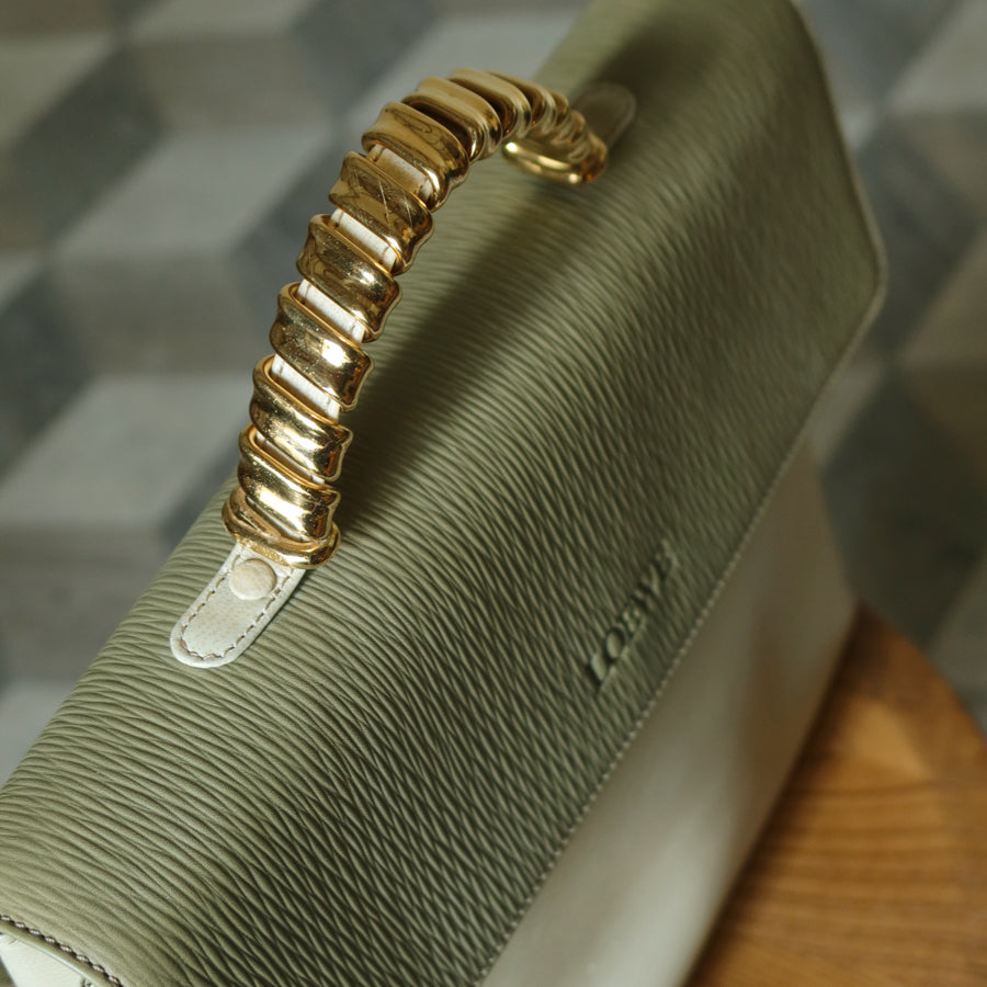 Loewe Vintage Pastel Green Dual Tone Velazquez Leather 2way Shoulder Bag