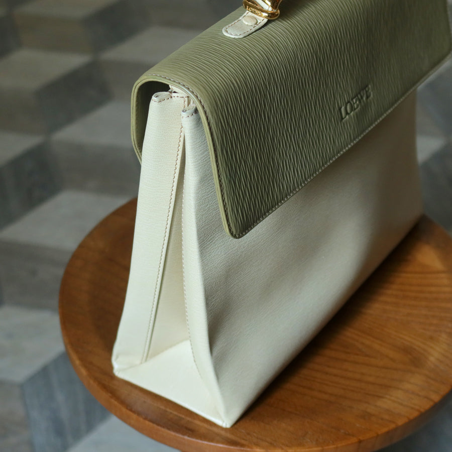 Loewe Vintage Pastel Green Dual Tone Velazquez Leather 2way Shoulder Bag