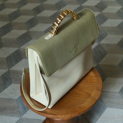 Loewe Vintage Pastel Green Dual Tone Velazquez Leather 2way Shoulder Bag