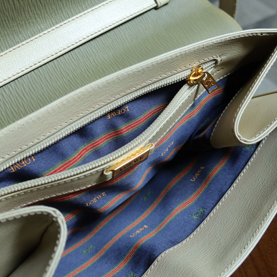 Loewe Vintage Pastel Green Dual Tone Velazquez Leather 2way Shoulder Bag